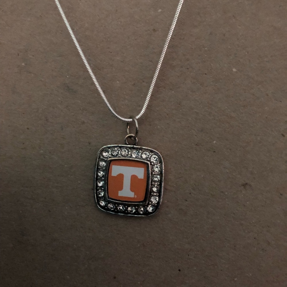 925 Sterling Silver Necklace 20 inch UT charm with rhinestones (1 inch)